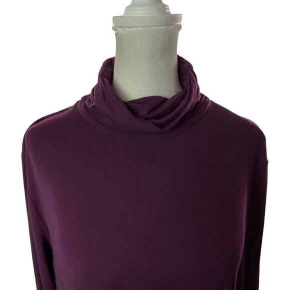 SOFT SURROUNDINGS Ruched Turtleneck Tunic Top Long Sleeve Purple LT 15-6 - Picture 6 of 16
